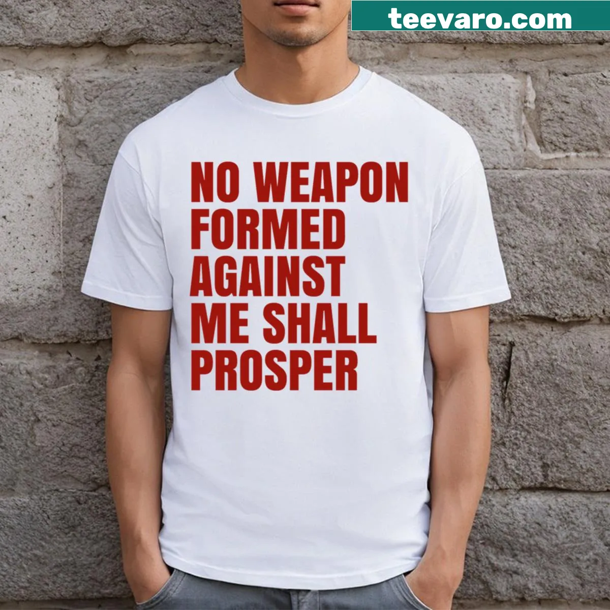 Inspirational t-shirt featuring the phrase about resilience and faith — on a men's t-shirt