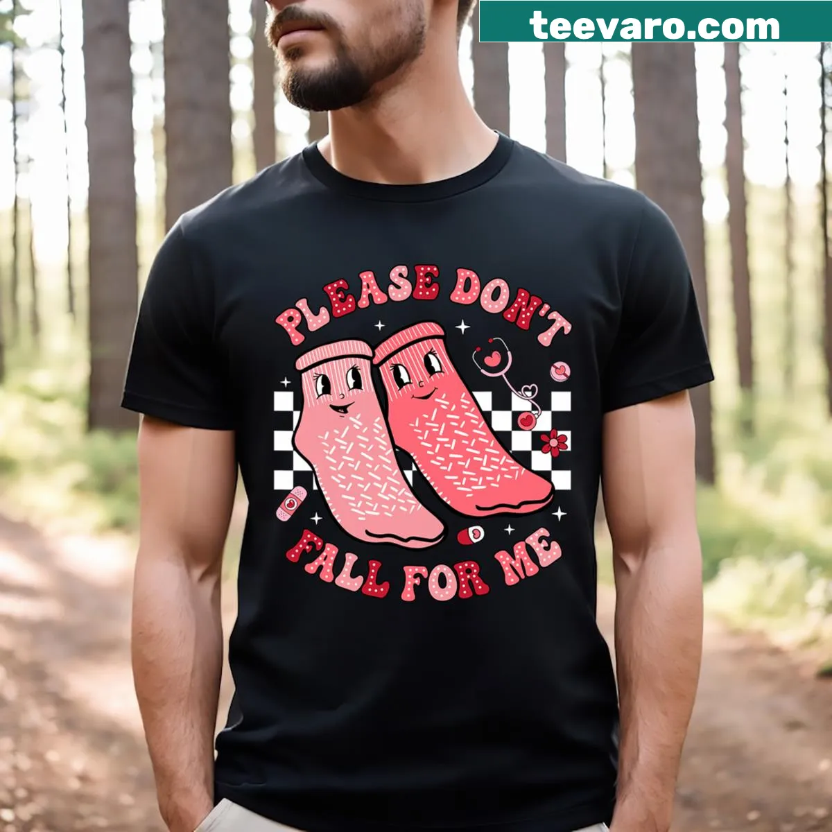 Cute nursing T-shirt with humorous Valentine's illustration — on a men's t-shirt