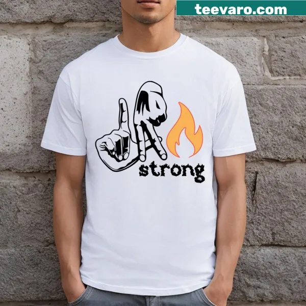 Hand sign graphic T-shirt with the message 'Pray For California'