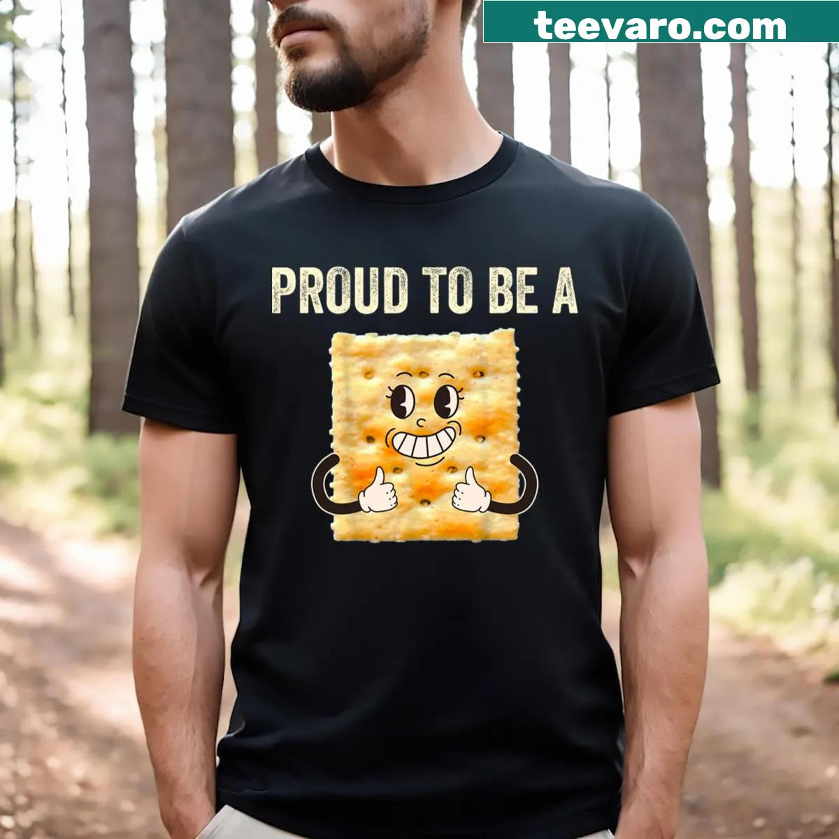 Funny Halloween t-shirt with text 'Proud To Be A Cracker' — on a men's t-shirt