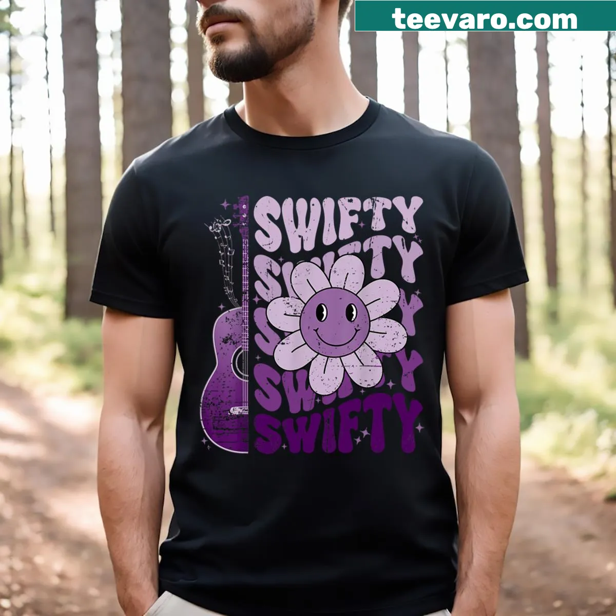 Vintage-style Swifty t-shirt for kids with playful graphics. — on a men's t-shirt