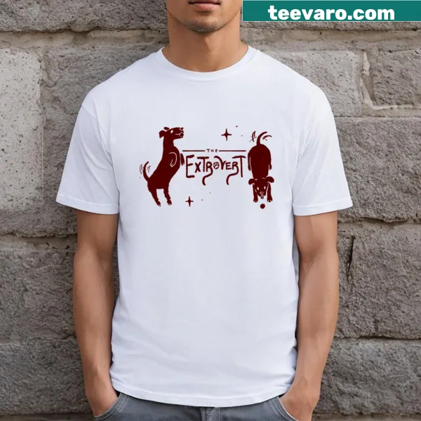 Humorous shirt featuring the phrase 'The Extrovert Dog' in fun typography.