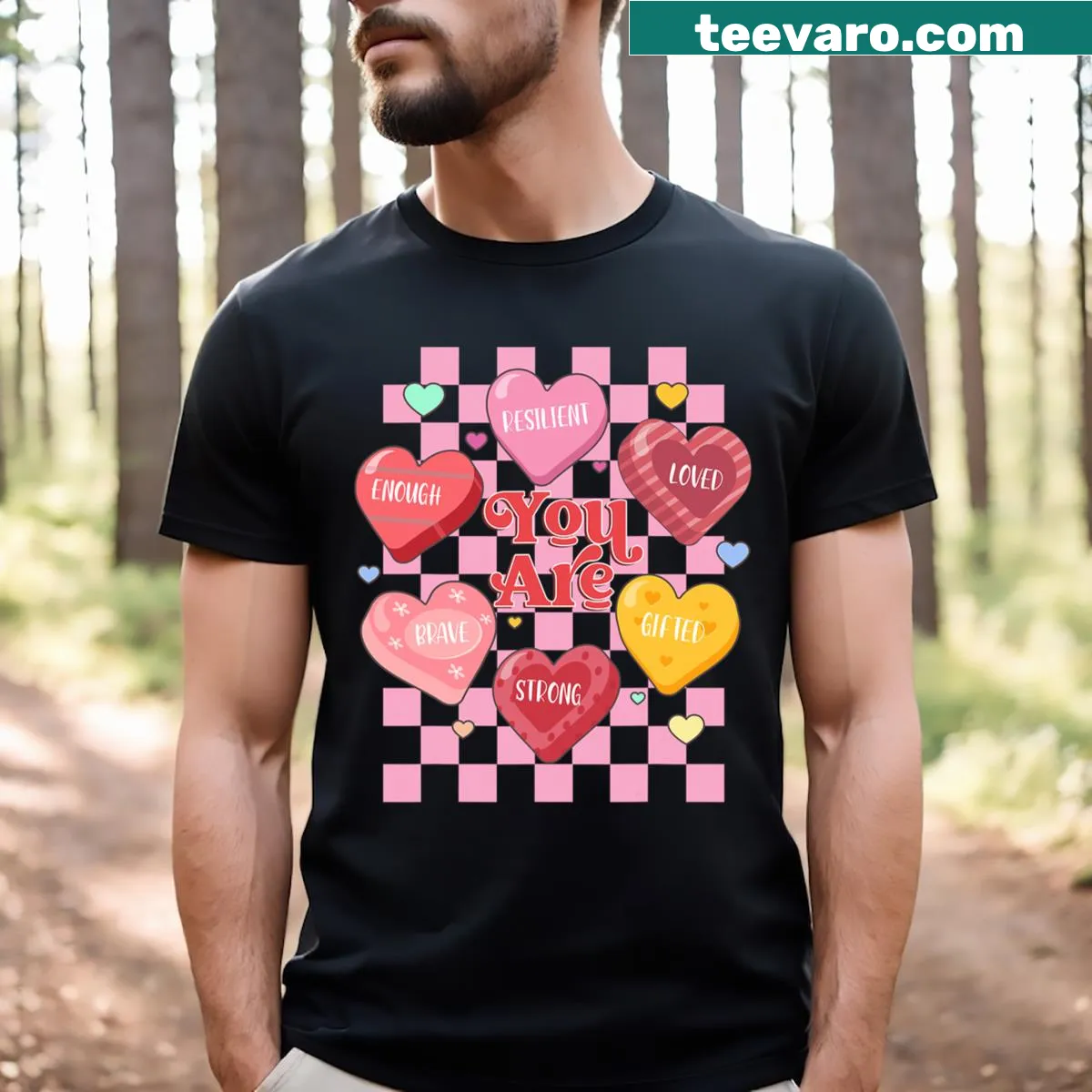 Cute kids' Valentine's Day T-shirt with hearts and text 'You Are' — on a men's t-shirt