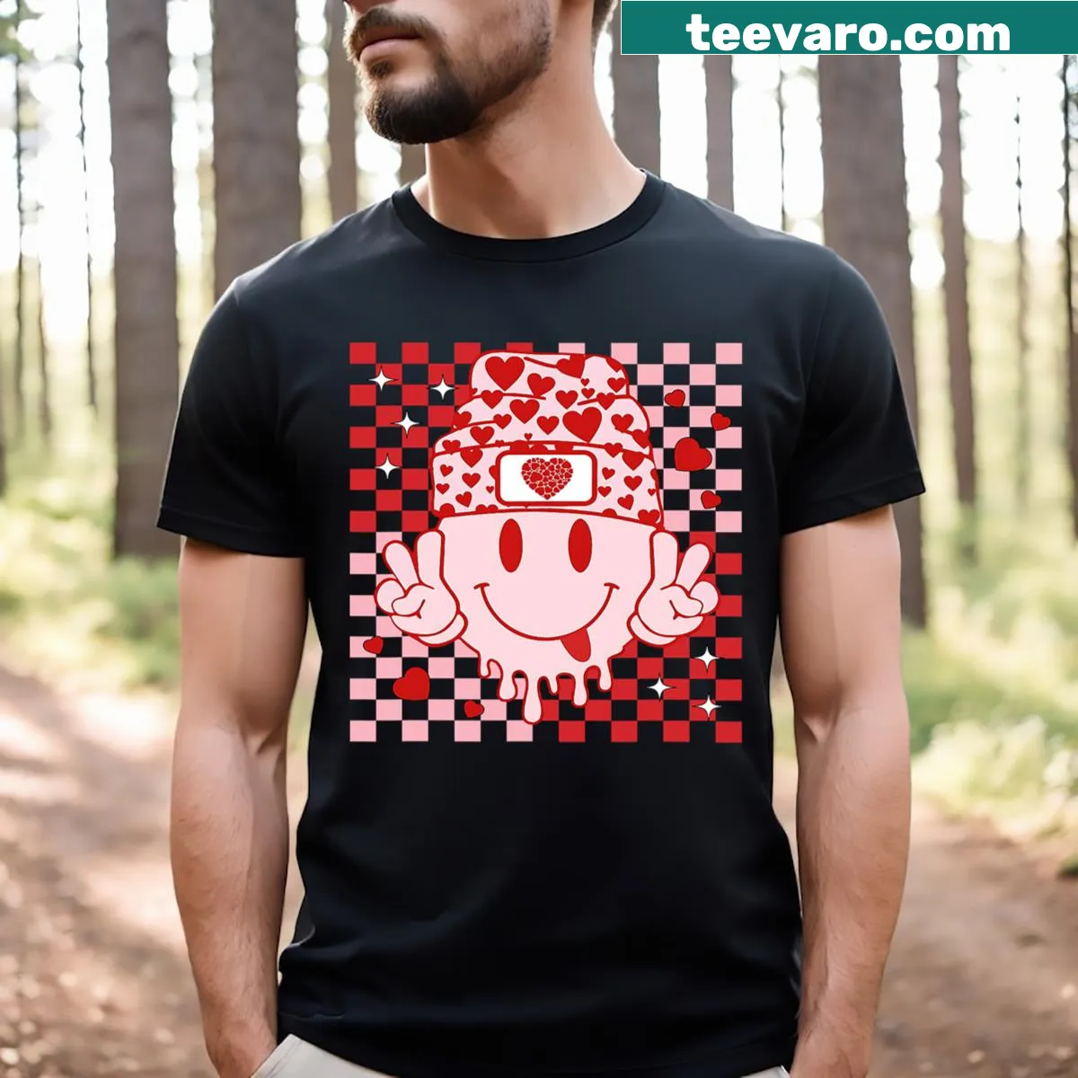 Retro smiley face Valentine's Day shirt for kids — on a men's t-shirt