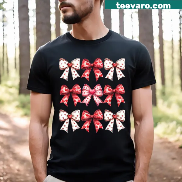 Kids Girls t-shirt with heart and bow ribbons for Valentine's Day