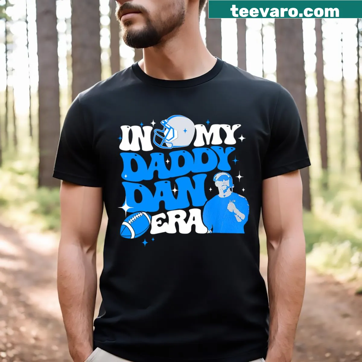 Funny vintage game day t-shirt with Daddy Dan Era design — on a men's t-shirt