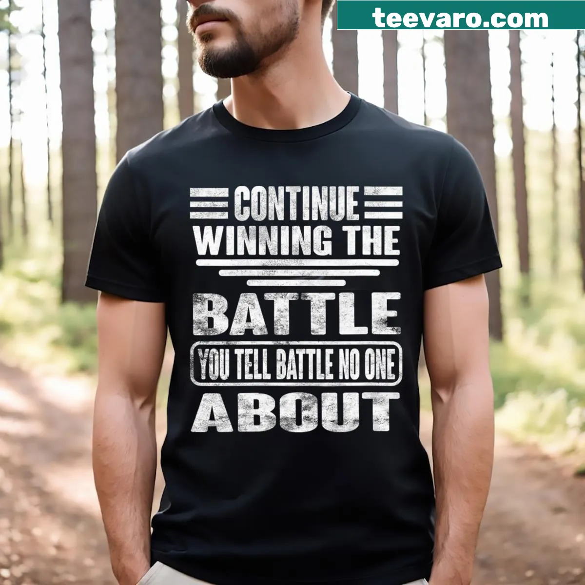 Inspirational V-neck T-shirt for women with uplifting message — on a men's t-shirt