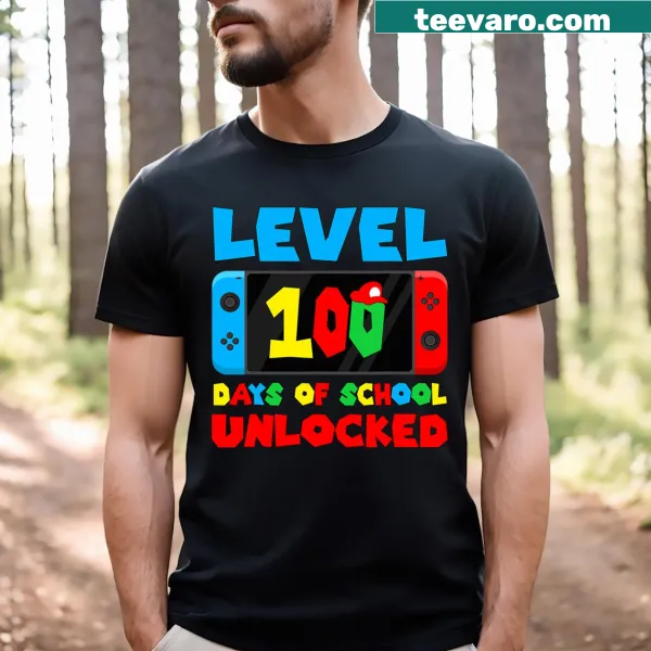 Kids gamer T-shirt for 100th day of school with fun graphic