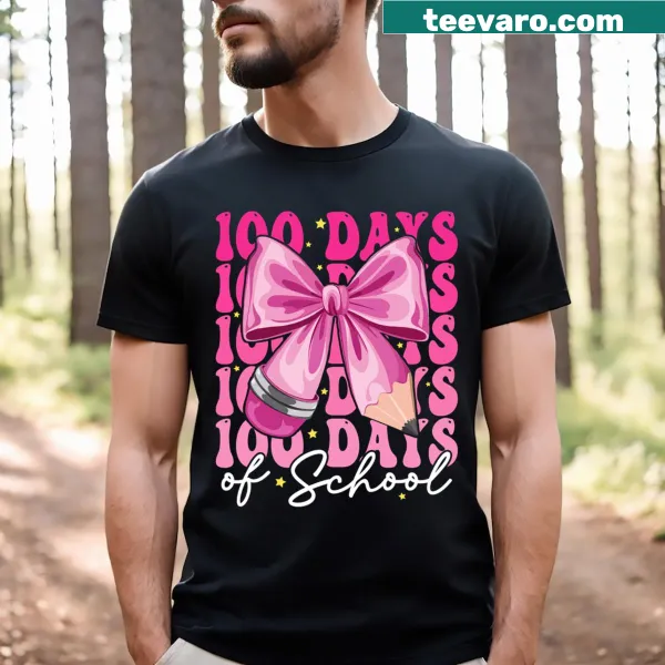 Cute bow graphic for girls celebrating the 100th day of school.