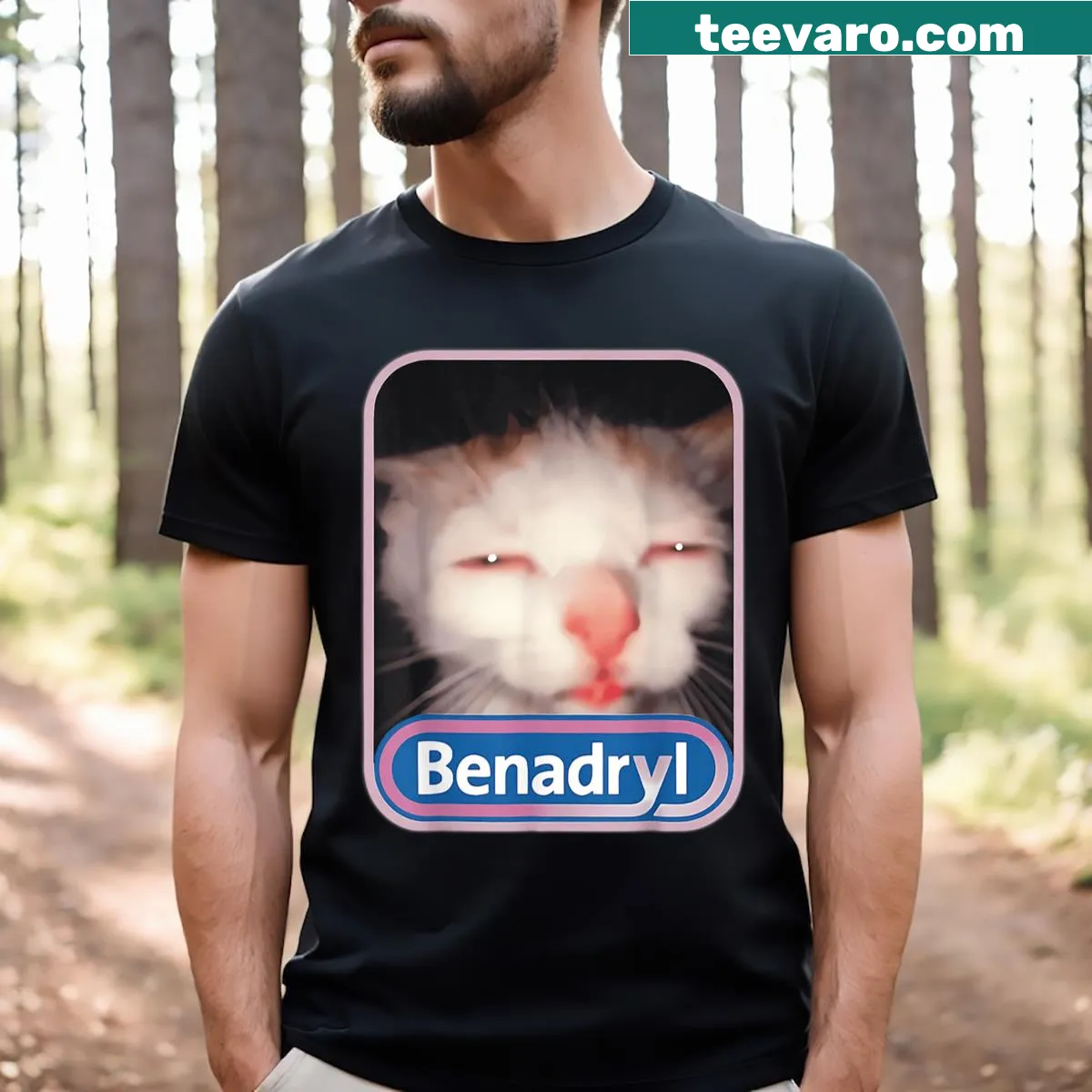 Meme Cat Benny T-shirt with funny design for cat lovers — on a men's t-shirt