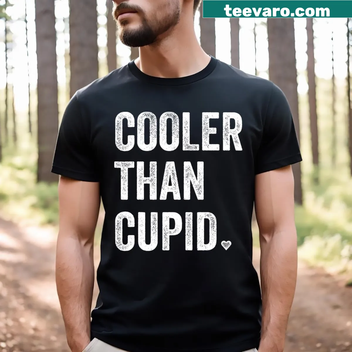 Funny Valentine's Day t-shirt for boys with cooler than Cupid graphic — on a men's t-shirt