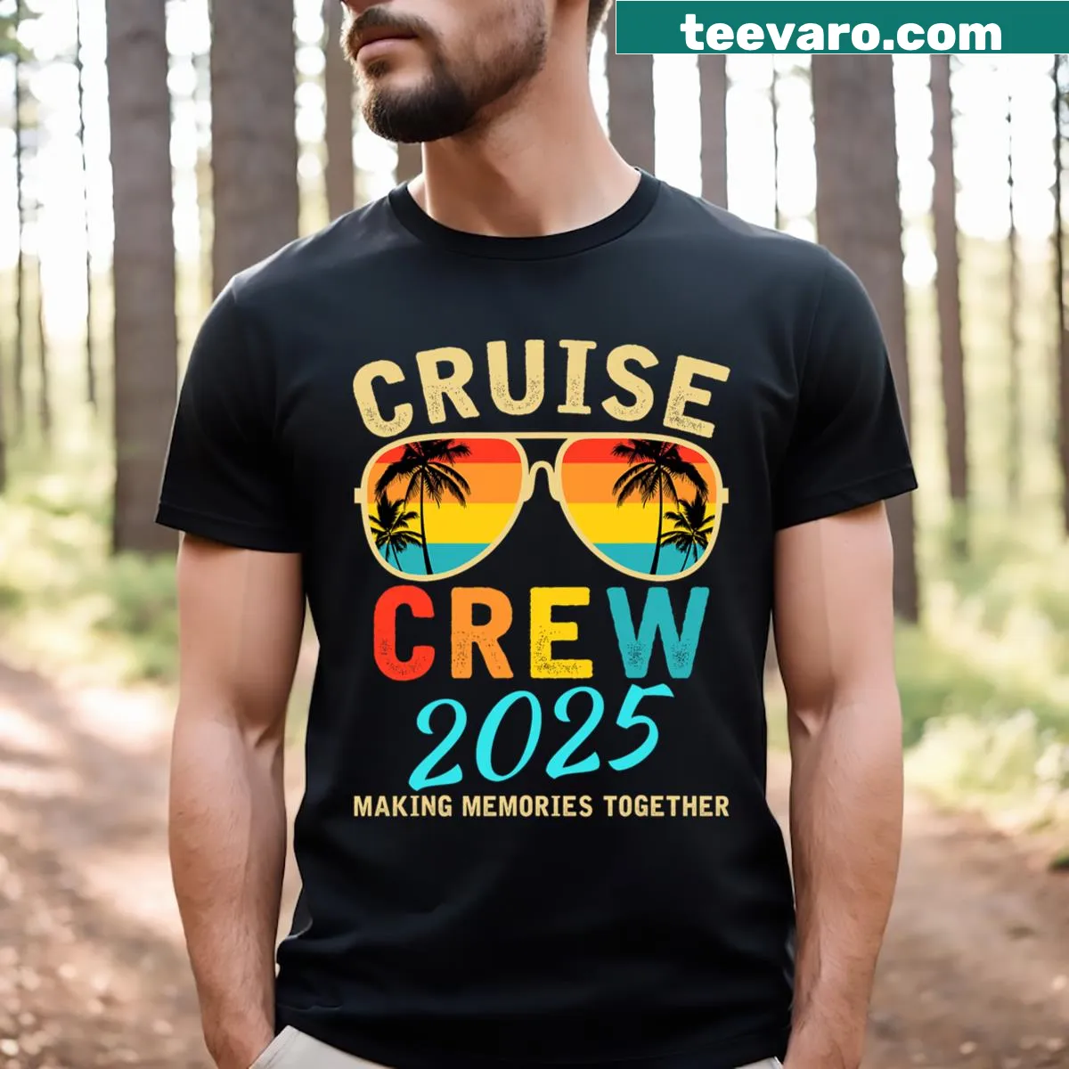 Matching group T-shirt for summer cruise crew — on a men's t-shirt