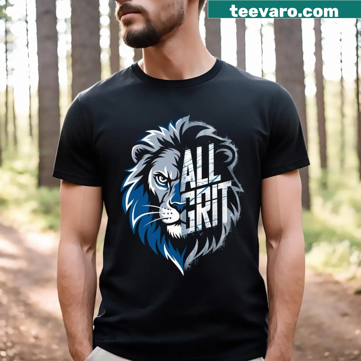 Motivational t-shirt featuring a fierce lion graphic for athletes. — on a men's t-shirt