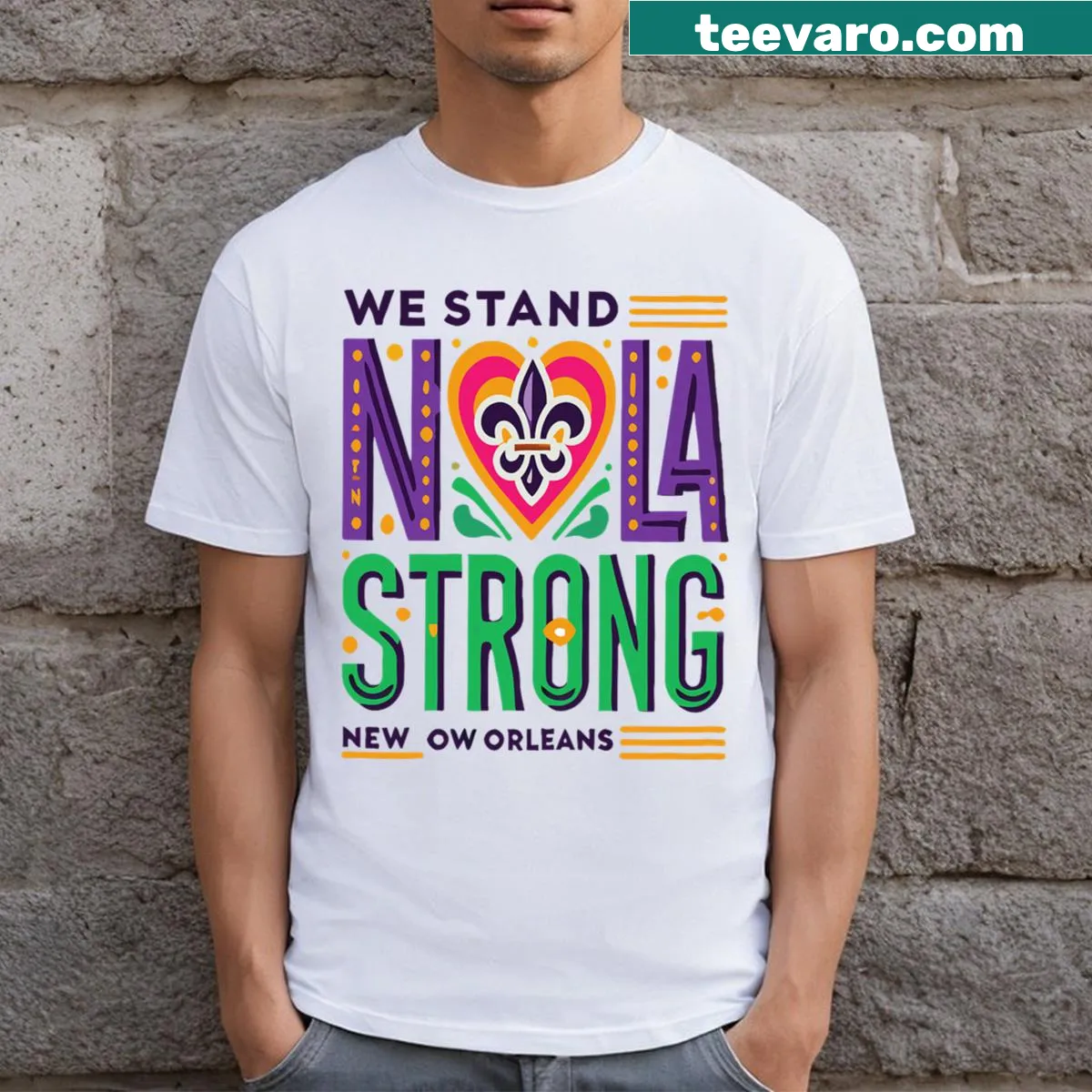 Vintage-style NOLA culture graphic t-shirt — on a men's t-shirt