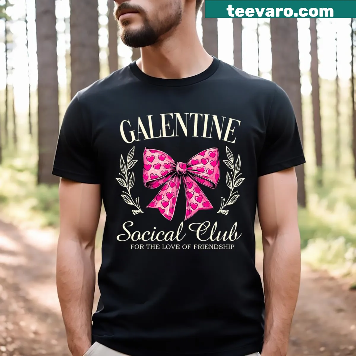 T-shirt celebrating Galentine's Day with 'Galentine Social Club' text. — on a men's t-shirt
