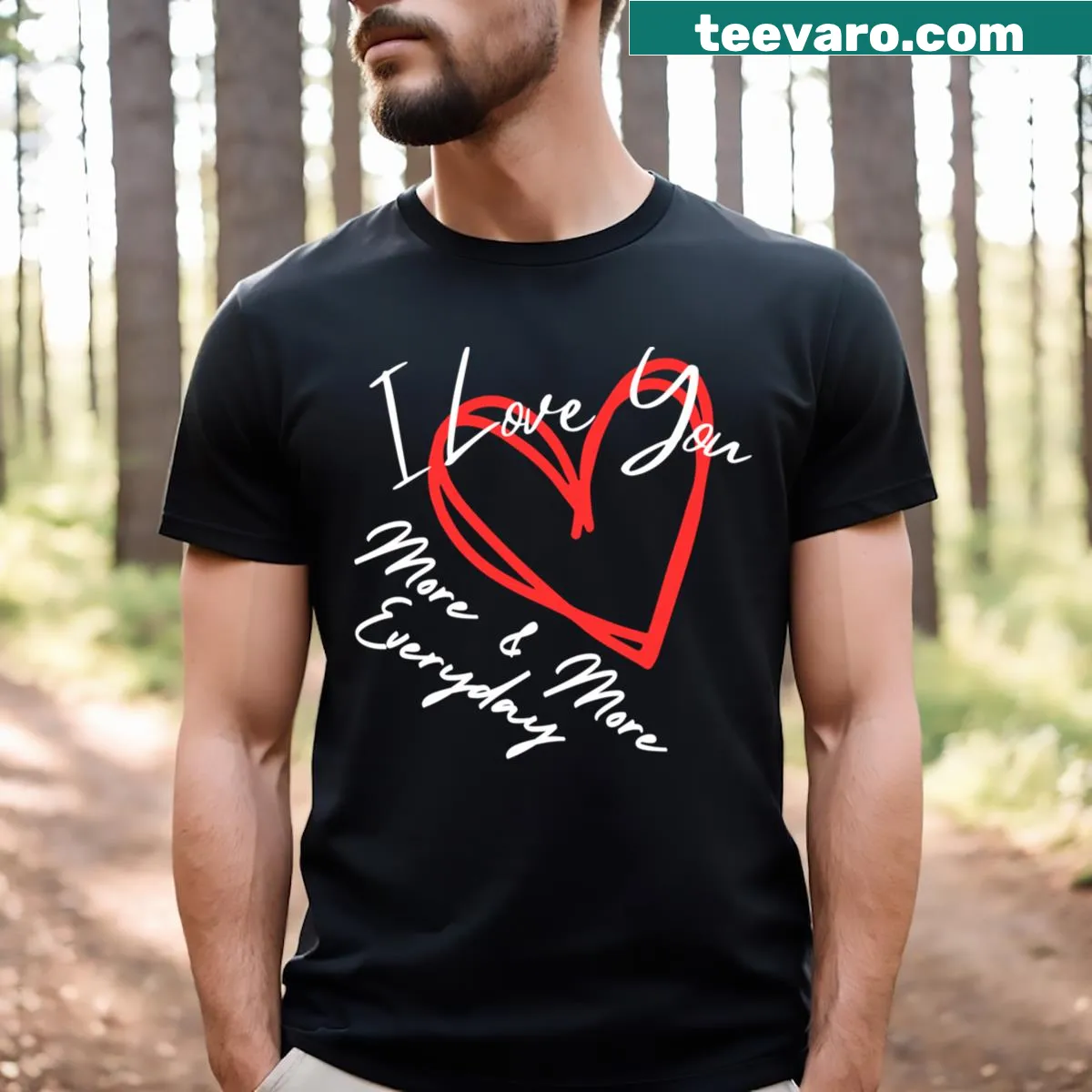 Heart design T-shirt with the phrase about growing love — on a men's t-shirt