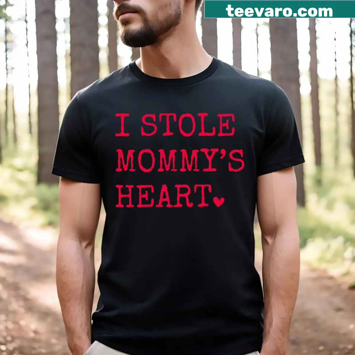 Cute T-shirt for kids with a heart design expressing love for Mommy — on a men's t-shirt