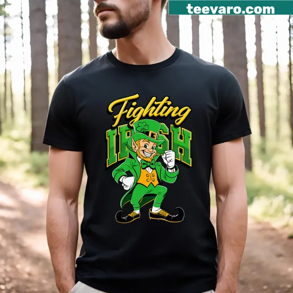 Cartoon leprechaun graphic on a holiday-themed kids t-shirt