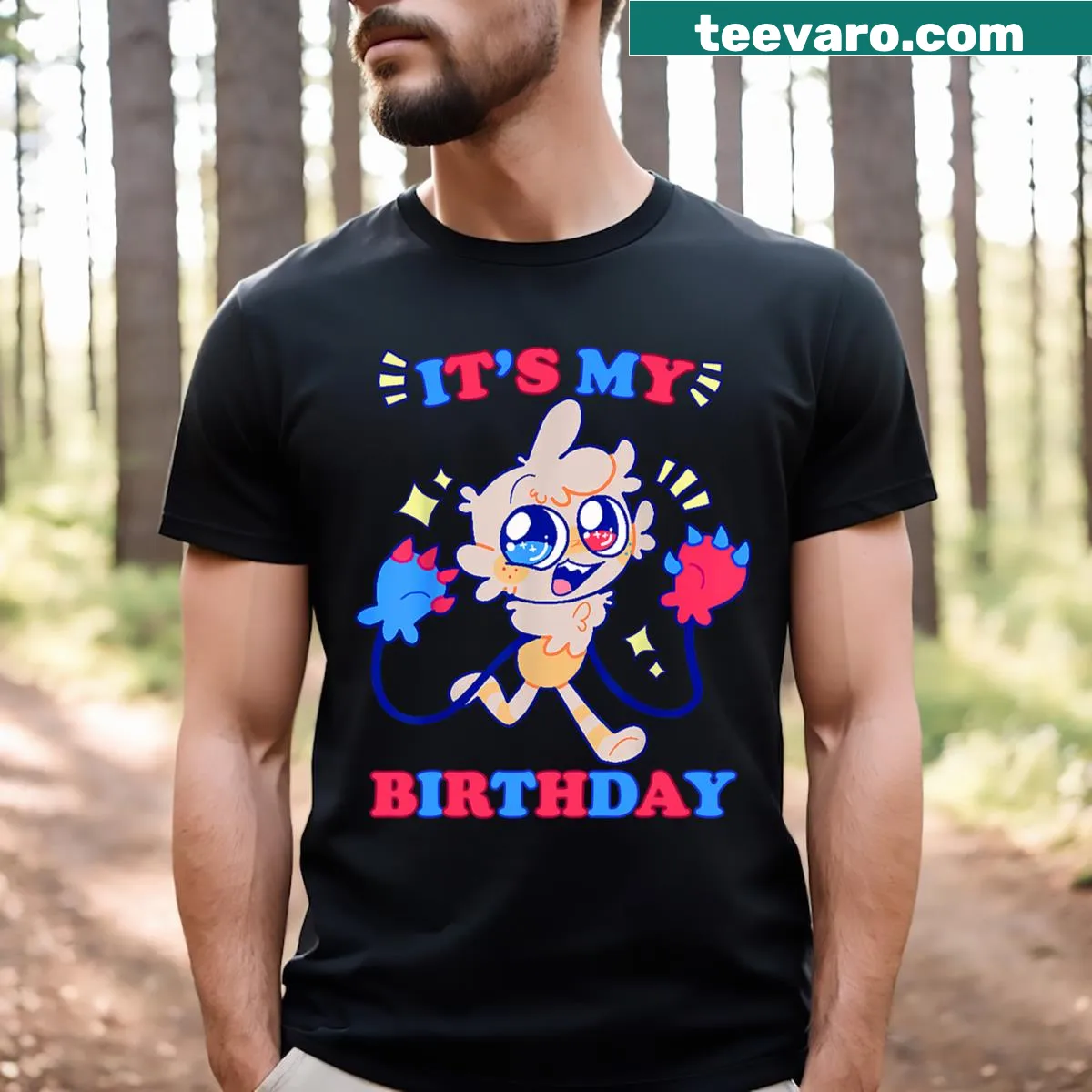Cute birthday-themed kids tee with 'It's My Birthday' graphic — on a men's t-shirt