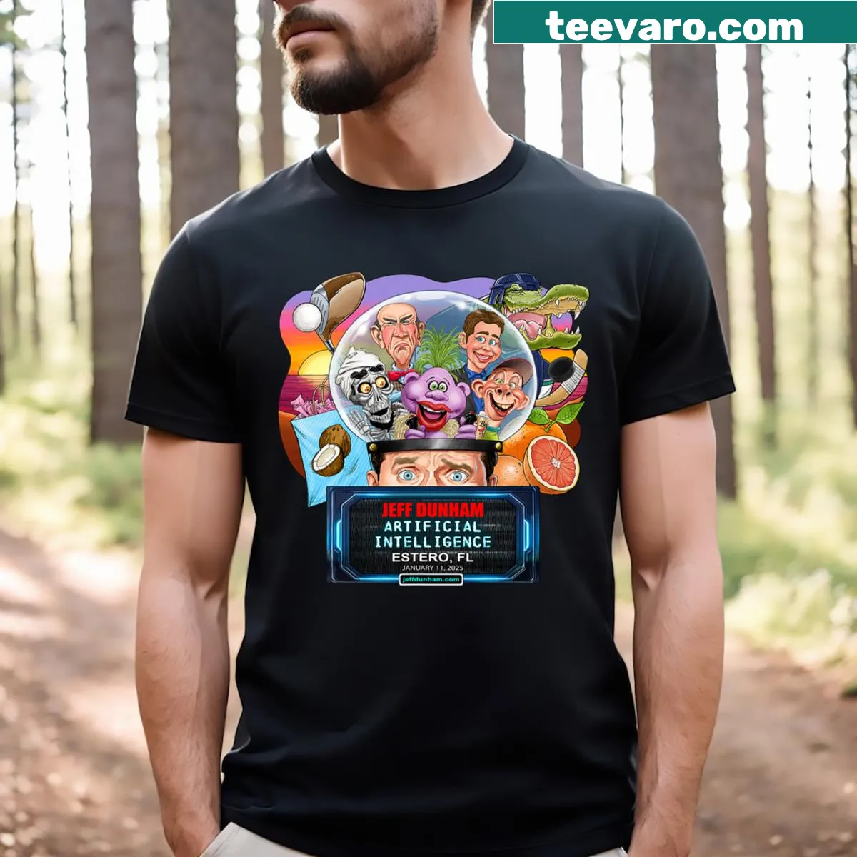 Jeff Dunham Estero Florida 2025 T-shirt for comedy fans — on a men's t-shirt