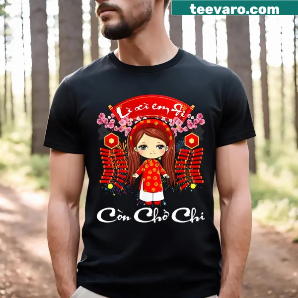 Cute Tet holiday T-shirt for girls with festive illustrations