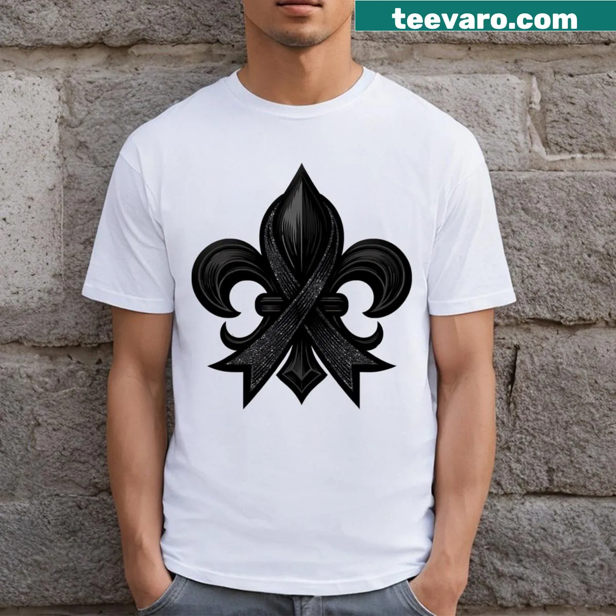 New Orleans Strong 2025 T-shirt with Fleur De Lis design — on a men's t-shirt
