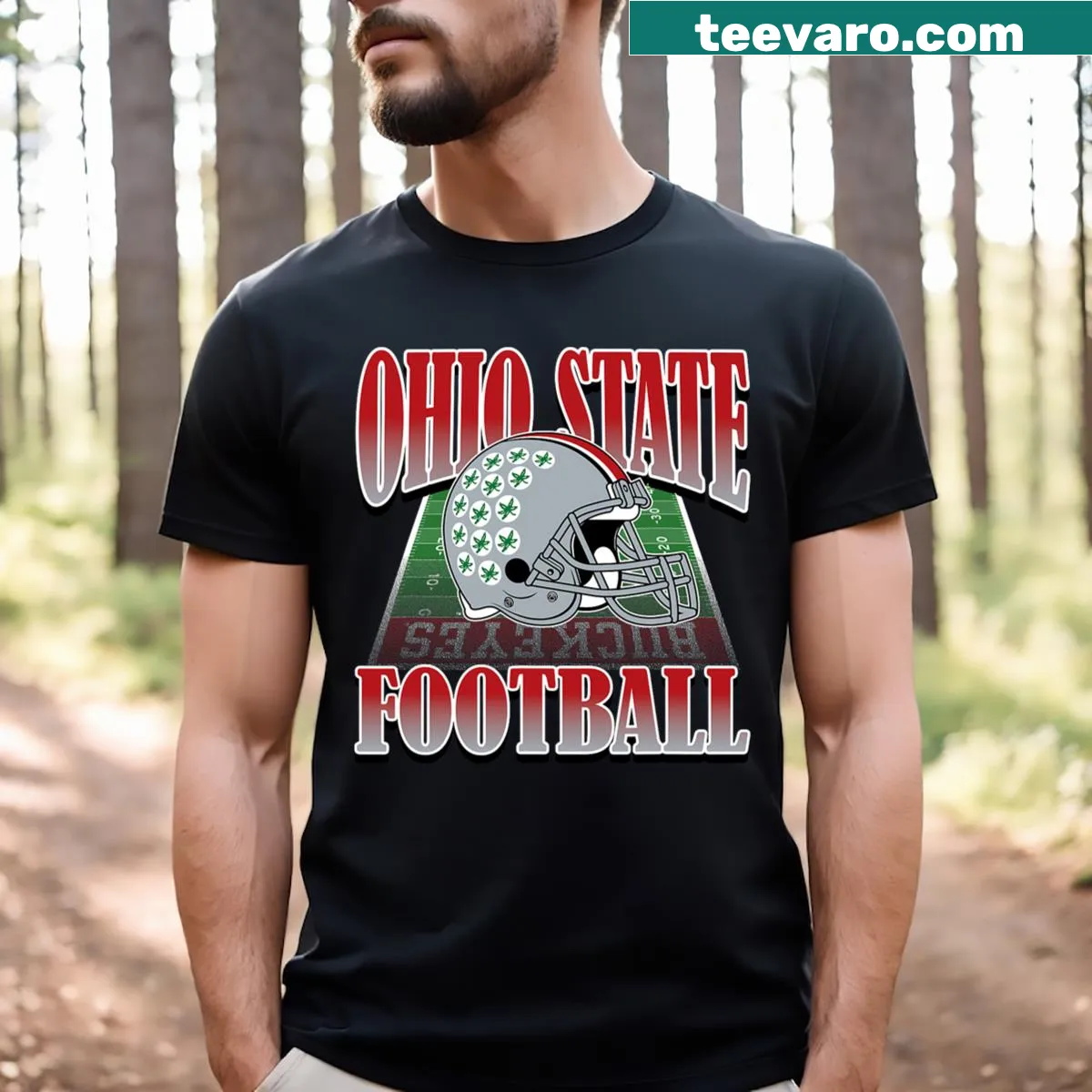 Vintage Ohio State Buckeyes Football Helmet T-shirt — on a men's t-shirt