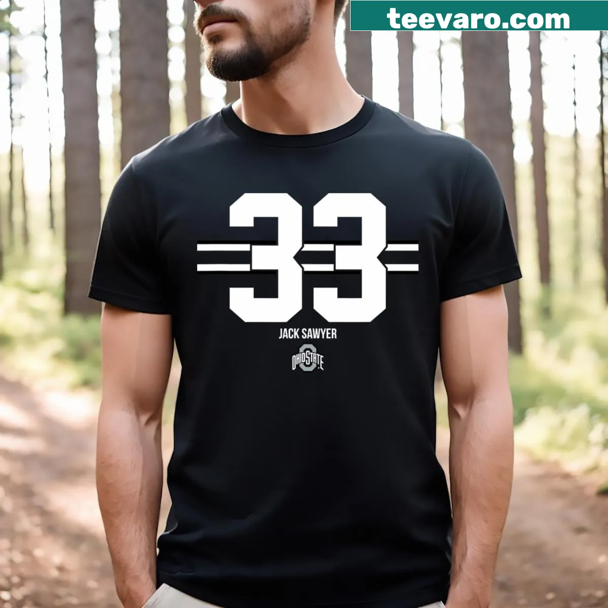 Ohio State Football Jack Sawyer 33 T-shirt — on a men's t-shirt