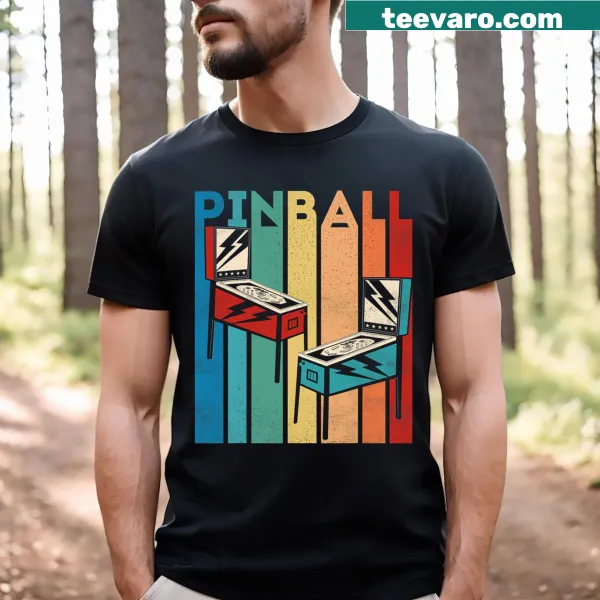 Vintage-style pinball t-shirt with multiball graphics
