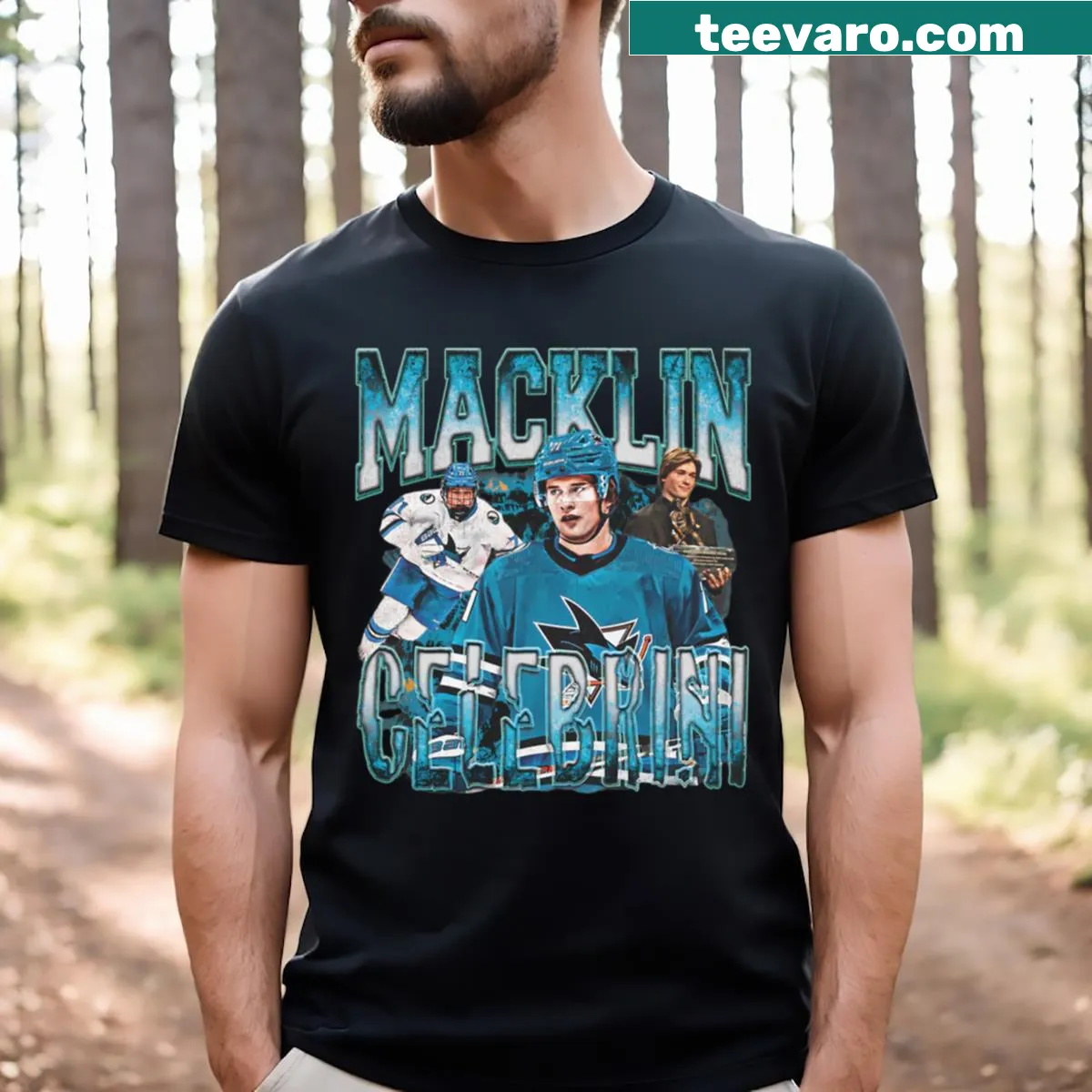 90s graphic design t-shirt featuring the Celebrini design — on a men's t-shirt