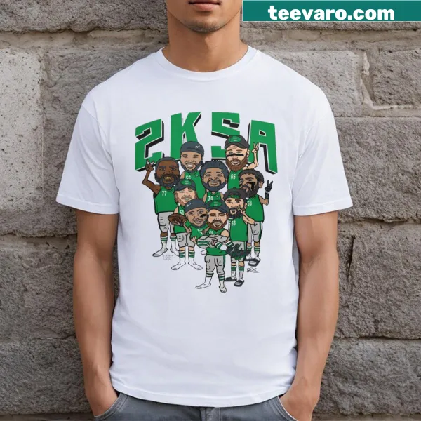Saquon Barkley graphic t-shirt with Eagles and 2K gaming elements