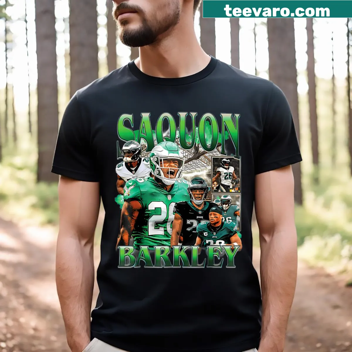 Vintage Saquon Barkley graphic t-shirt for Eagles fans — on a men's t-shirt