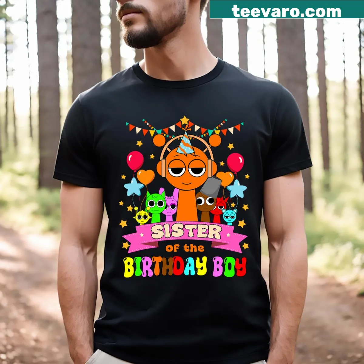 Cute T-shirt for the sister of the birthday boy, festive design — on a men's t-shirt