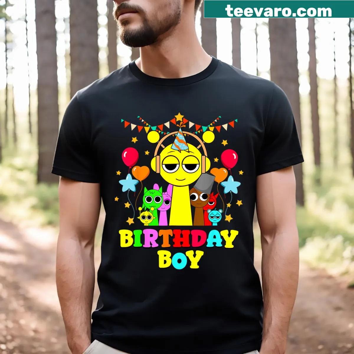 Bright birthday t-shirt featuring 'It's My Birthday' text. — on a men's t-shirt