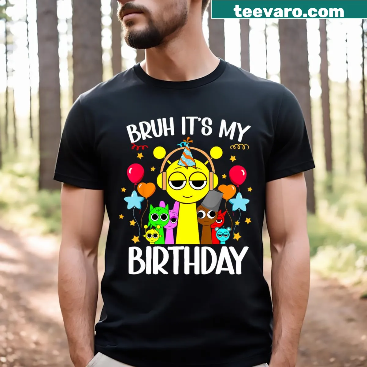 Cheerful birthday t-shirt with 'It's My Birthday' text. — on a men's t-shirt