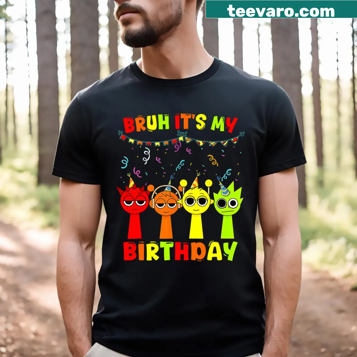 Fun birthday party t-shirt with 'It's My Birthday Party' text. — on a men's t-shirt