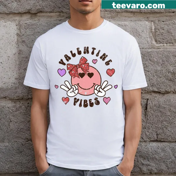 Vintage-style T-shirt with retro bow graphic for Valentine's Day