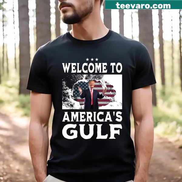 Vintage t-shirt with American flag and 'Welcome to America's Gulf' text