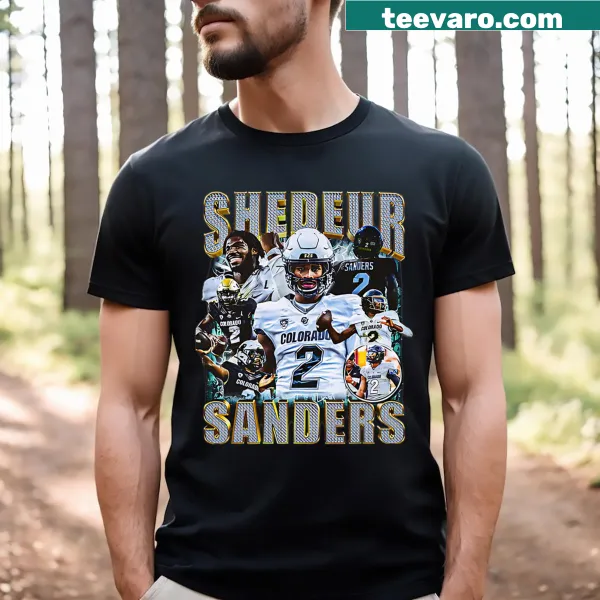 Retro graphic t-shirt featuring a 90's style Shedeur design