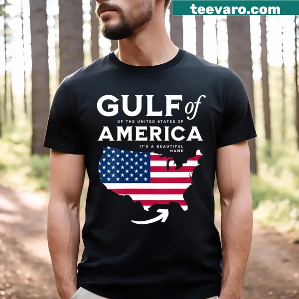 V-neck t-shirt featuring Gulf of America design