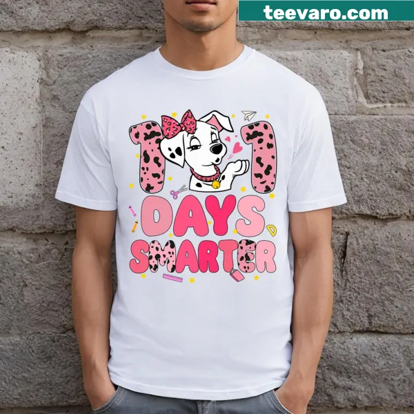 Dalmatian dog illustration with '100 Days Smarter' text for girls