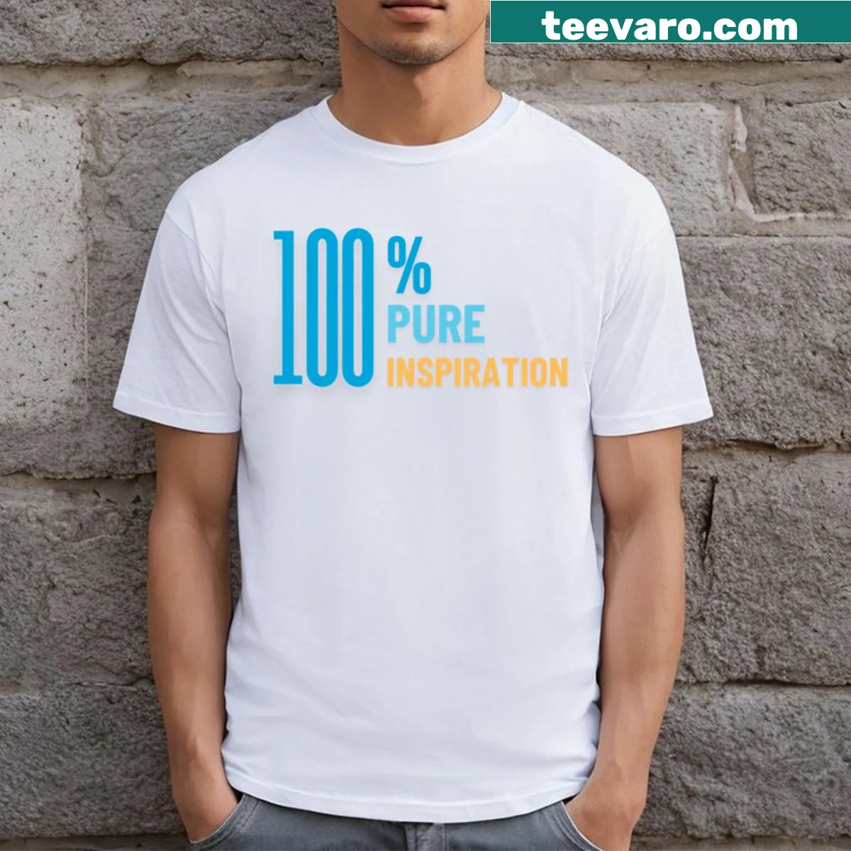 Inspirational t-shirt featuring the phrase '100 Pure Inspiration' — on a men's t-shirt