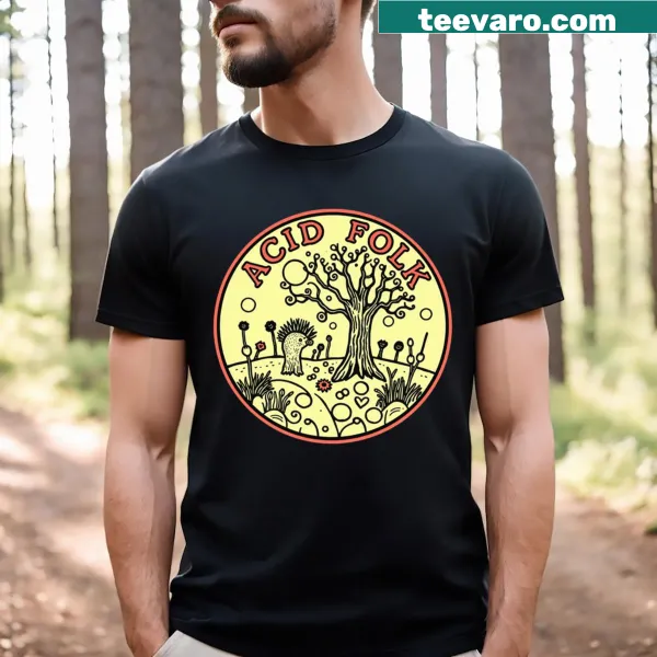 Bold retro Acid Folk themed t-shirt design