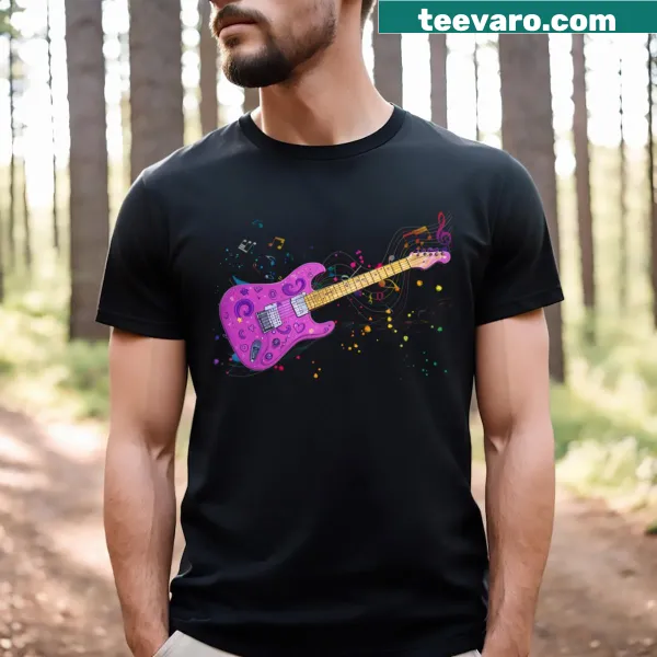 Illustration of a girly electric guitar on a t-shirt