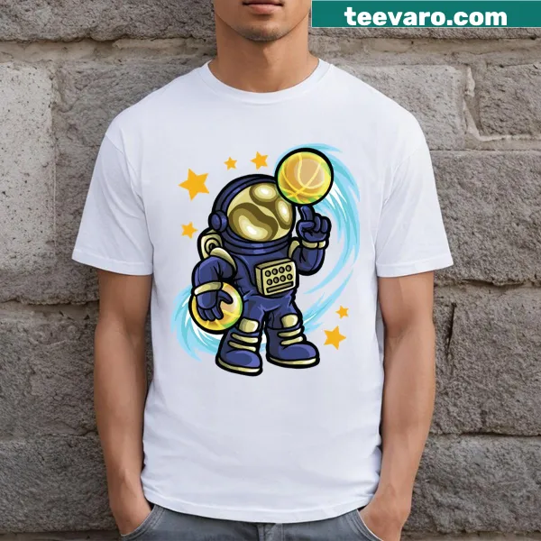 Cartoon astronaut and a cheerful planet in space illustration
