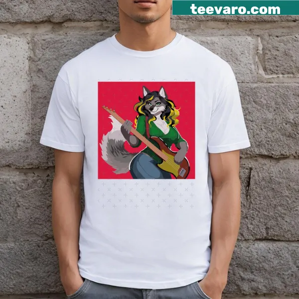 T-shirt featuring a bold illustration of a Bass Wolf Woman