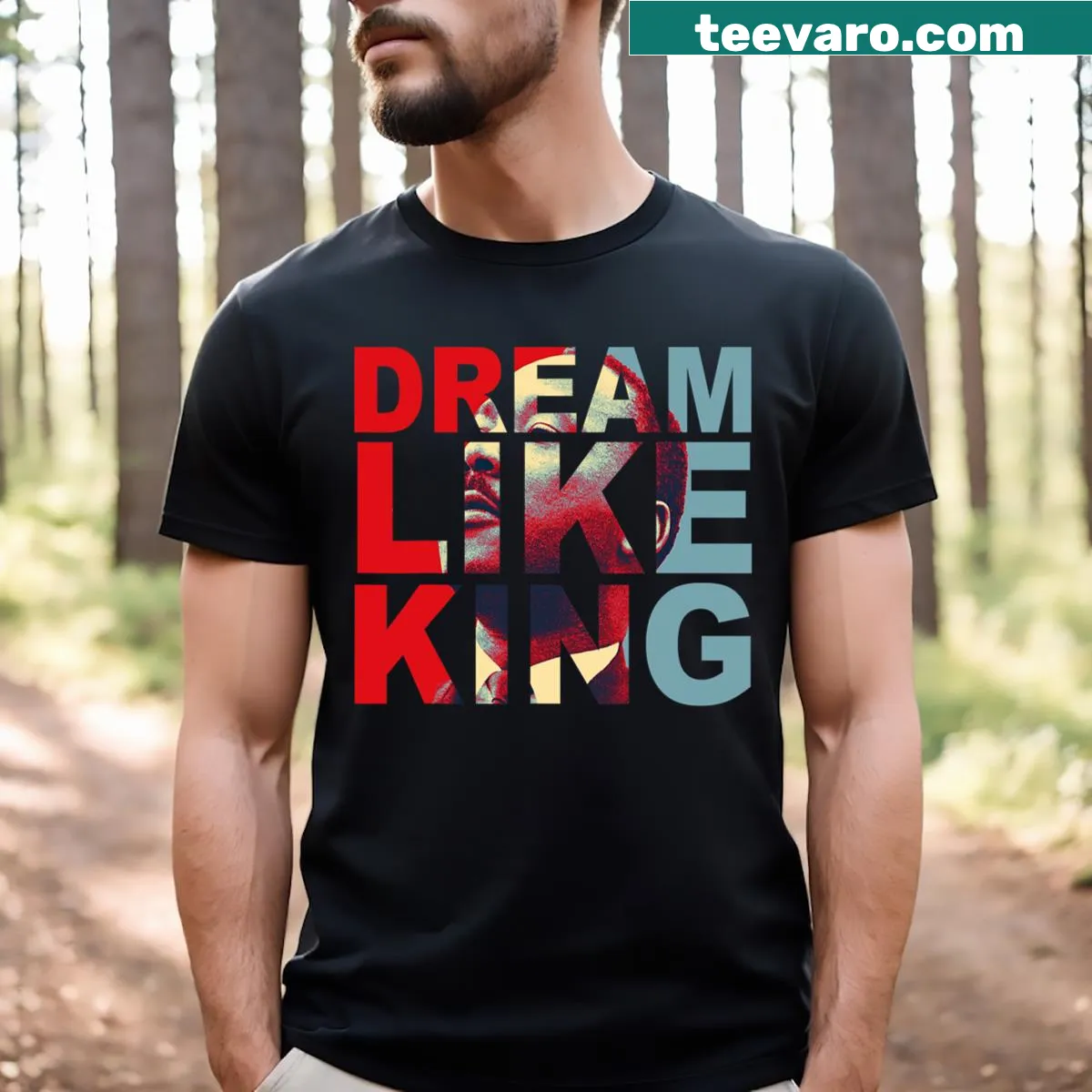 T-shirt featuring the phrase 'I Have a Dream' honoring Martin Luther King Jr. — on a men's t-shirt