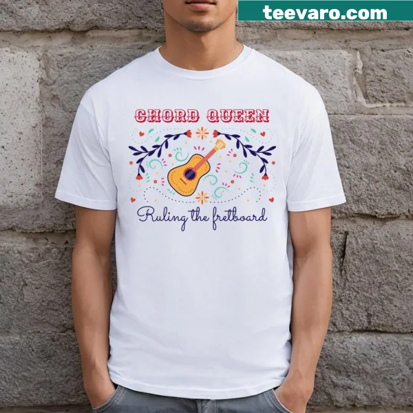 Chord Queen guitar-themed T-shirt with bold typography