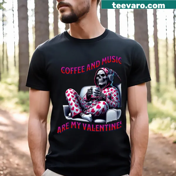 Charming Coffee and Music design on a Valentine T-shirt