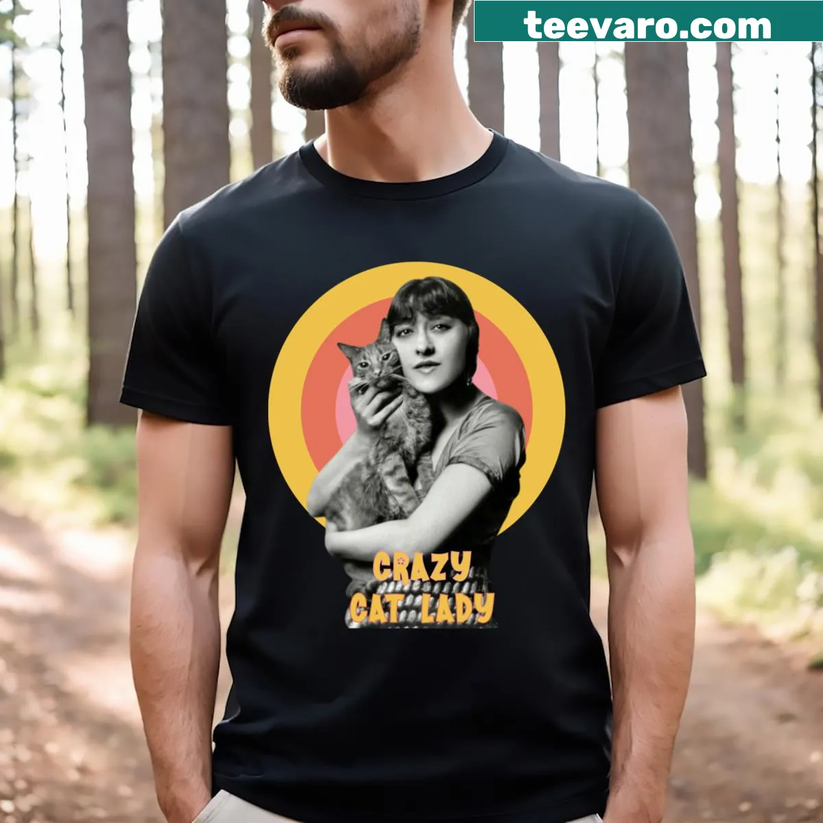 Retro design celebrating cat lovers with humorous text on a t-shirt — on a men's t-shirt